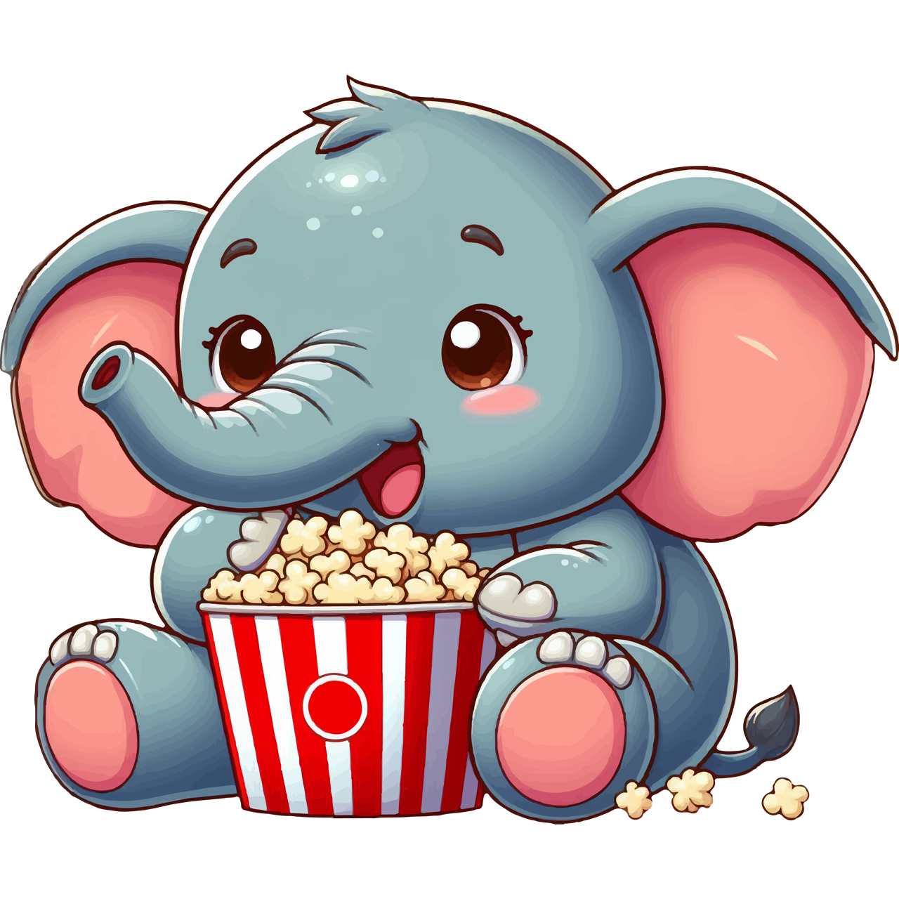 Baby Elephant - Eating Popcorn - Youth Staple Tee