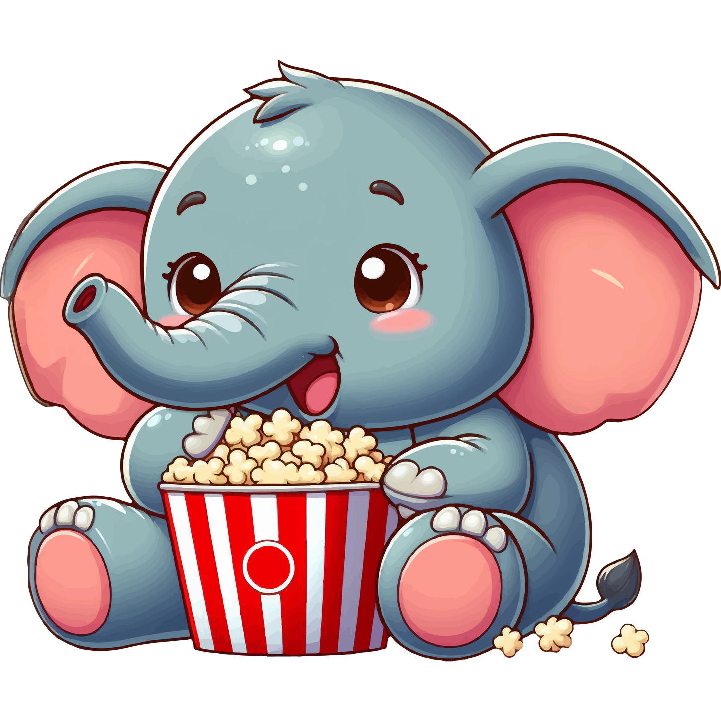 Baby Elephant - Eating Popcorn - Lightweight Zip Hoodie