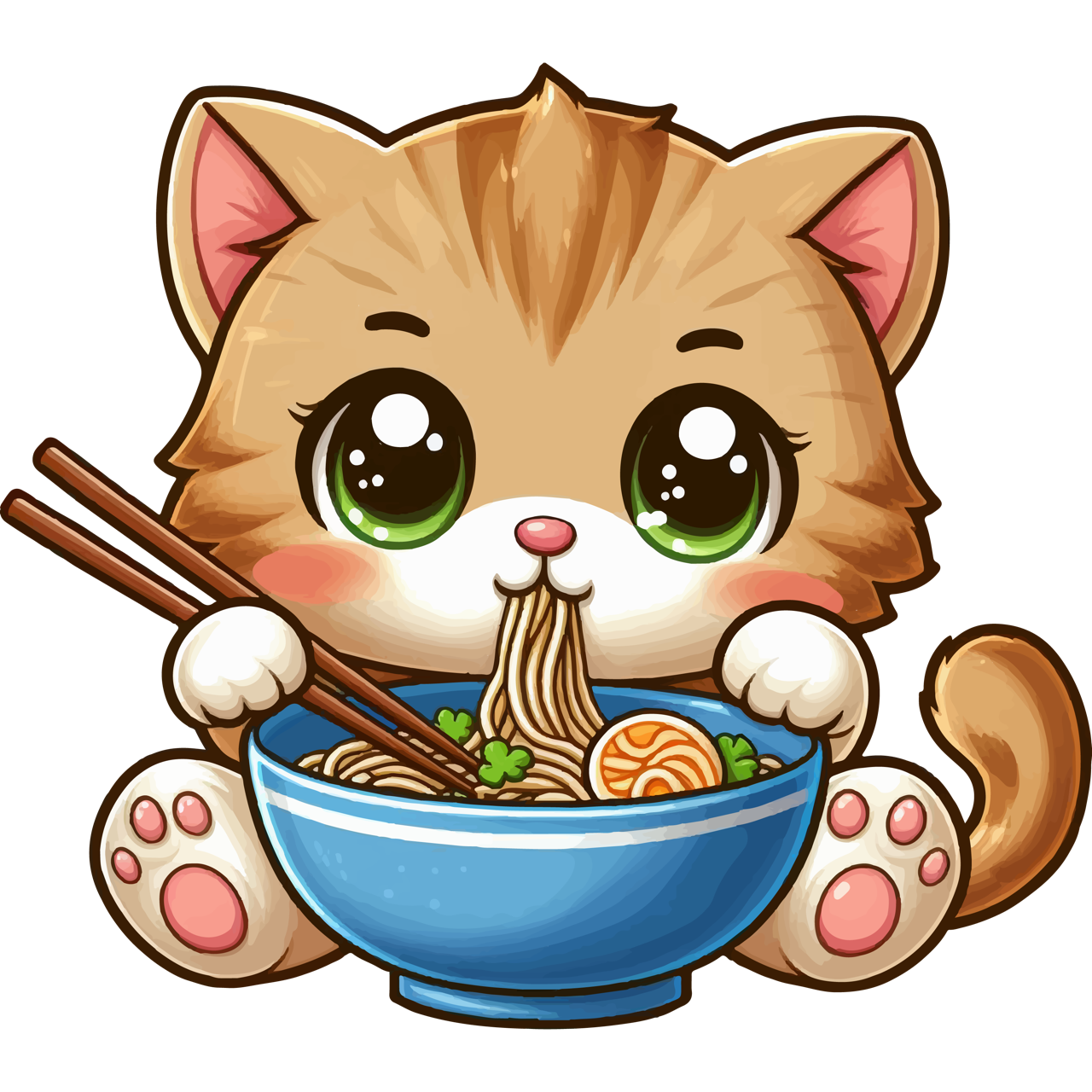 Brown Kitten - Eating Ramen - Youth Staple Tee