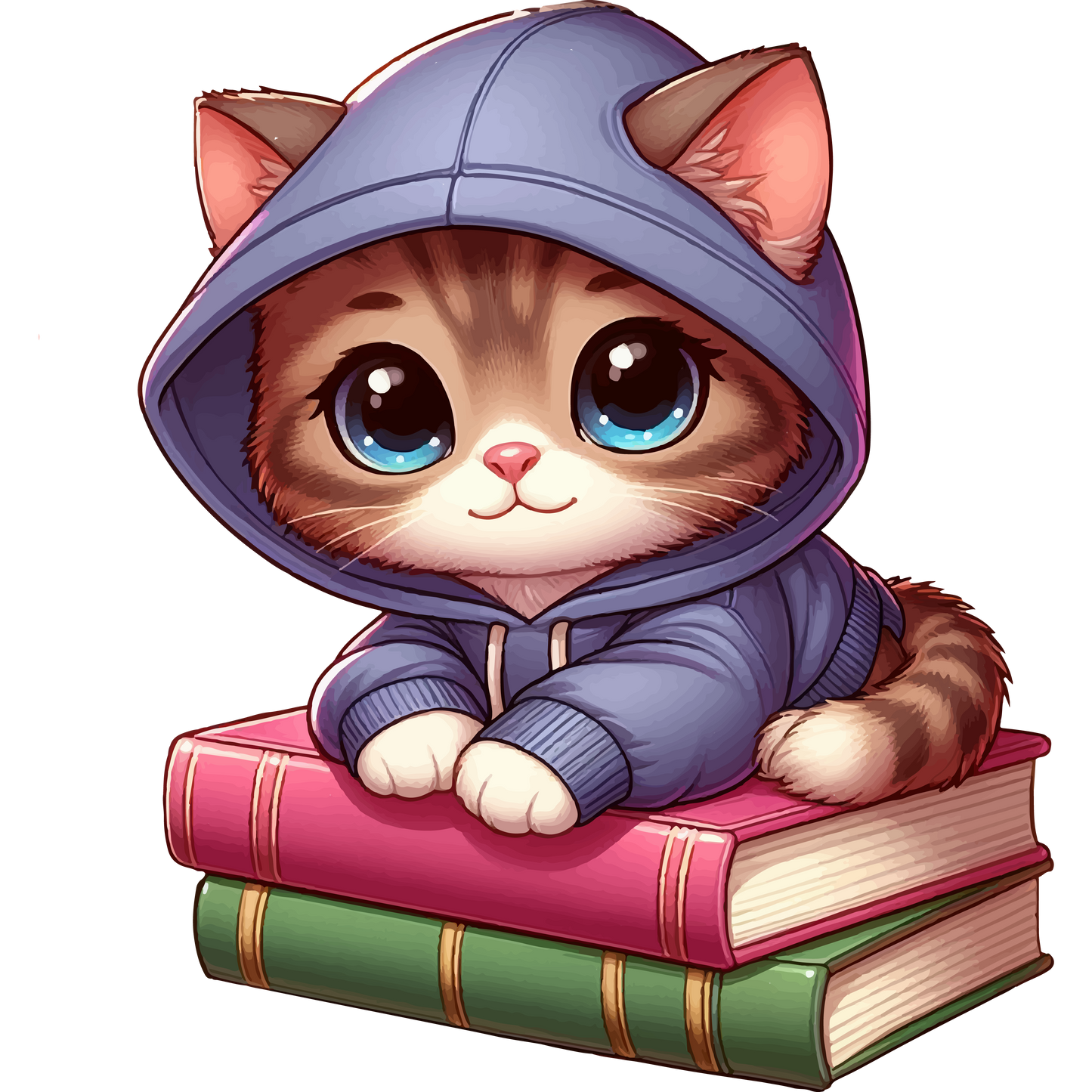 Brown Kitten - Sitting on Books - Baby Tee