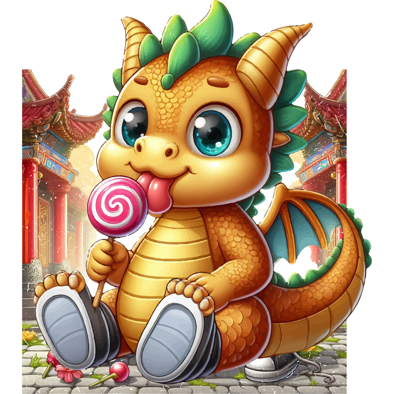 Dragon in Town with Lolipop - Youth Staple Tee
