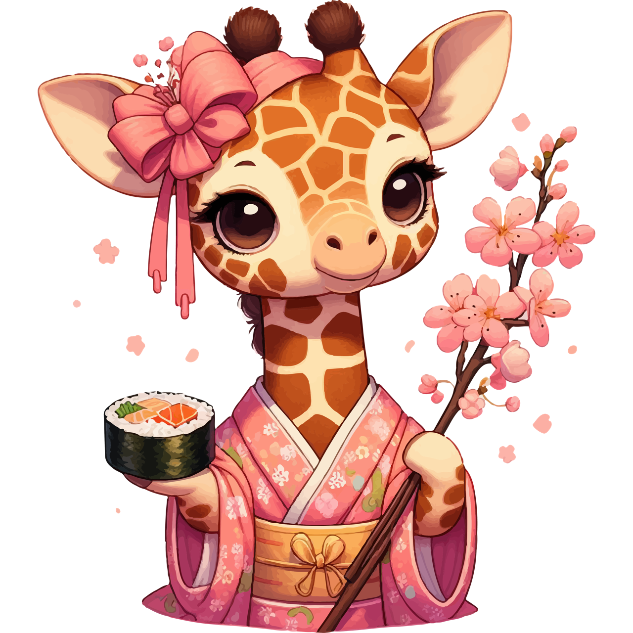 Geisha Giraffe - Holding Cherry Blossoms - Youth Staple Tee
