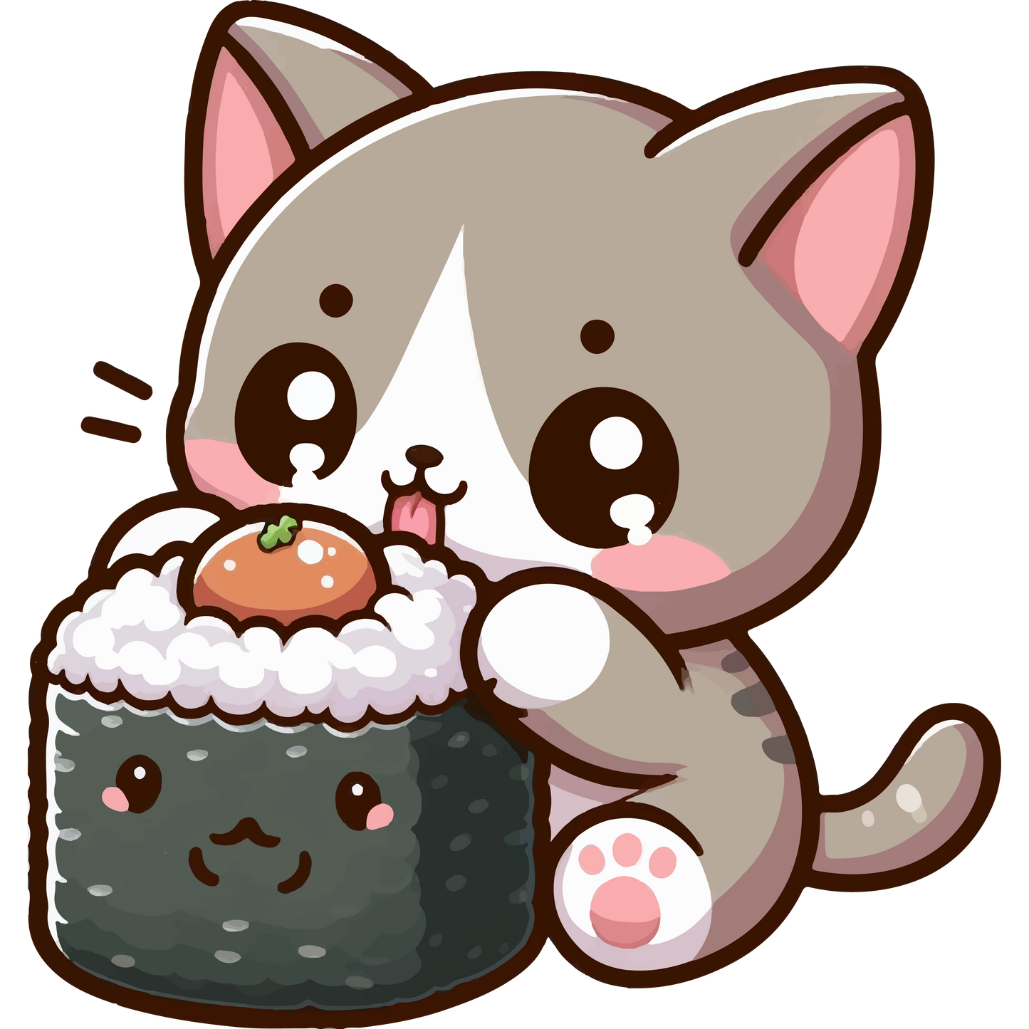 Grey Kitten - Eating Sushi - Preshrunk Sweatshirt