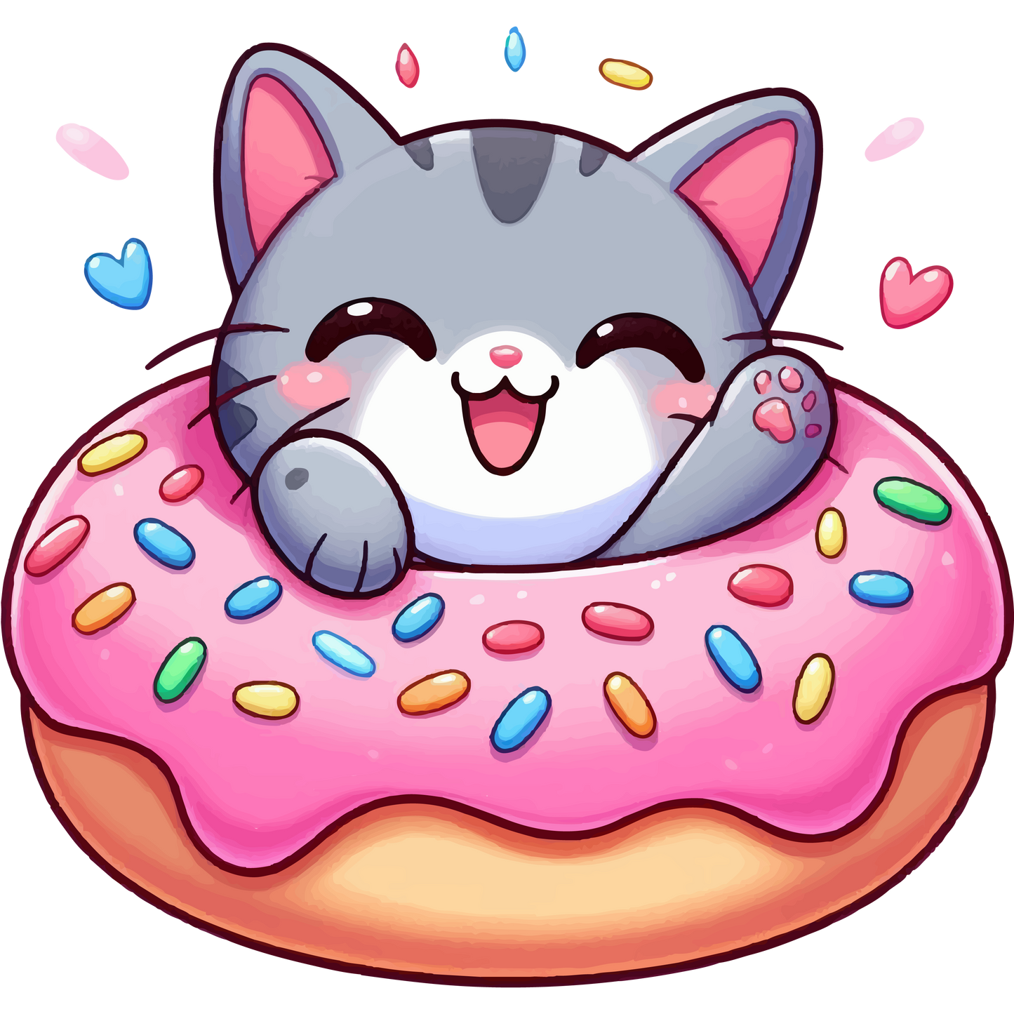 Grey Kitten - Laughing in a Donut - Baby Tee