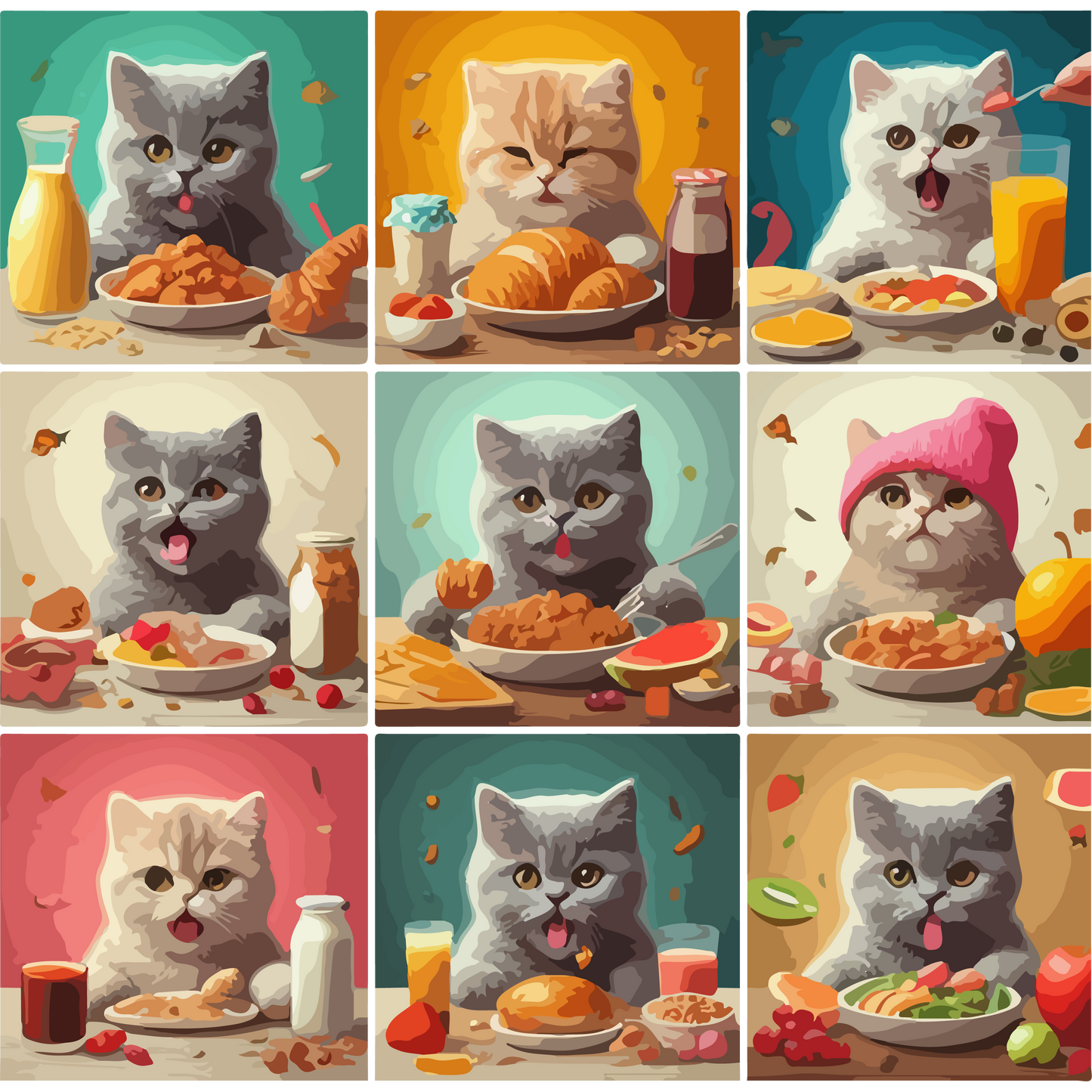 Kittens Eating Collage - Unisex Triblend