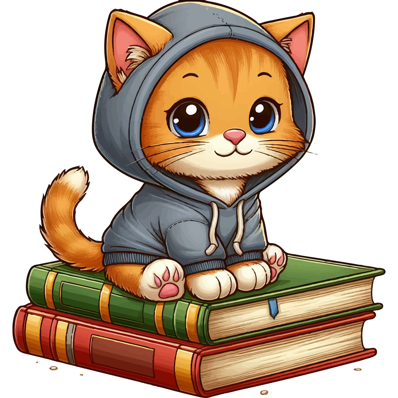 Orange Kitten - Sitting on Books - Youth Sweatshirt