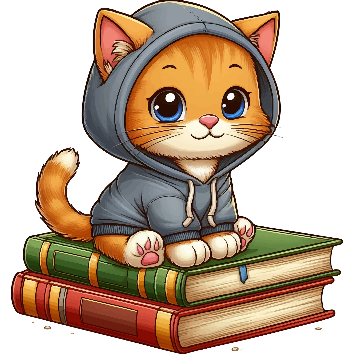 Orange Kitten - Sitting on Books - Toddler Tee