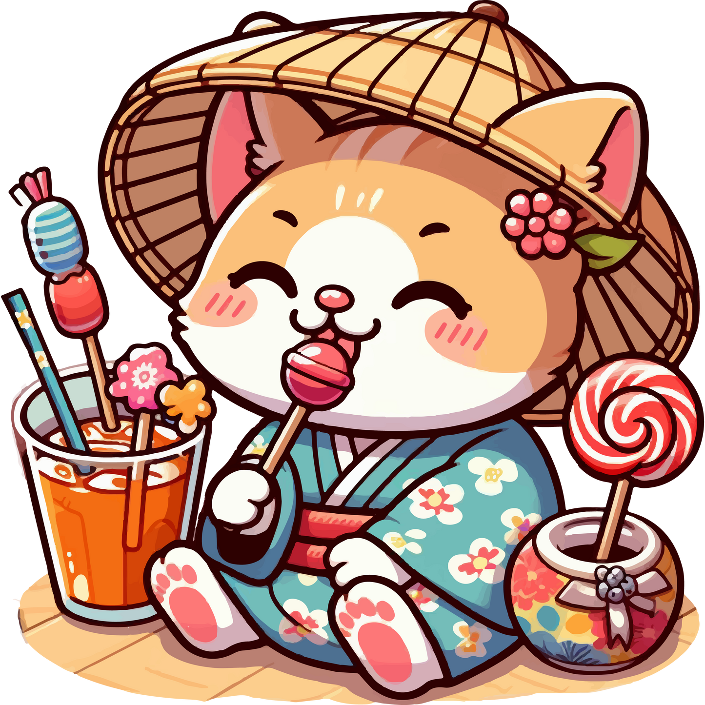 Orange Kitten in a Kimono - Preshrunk Sweatshirt