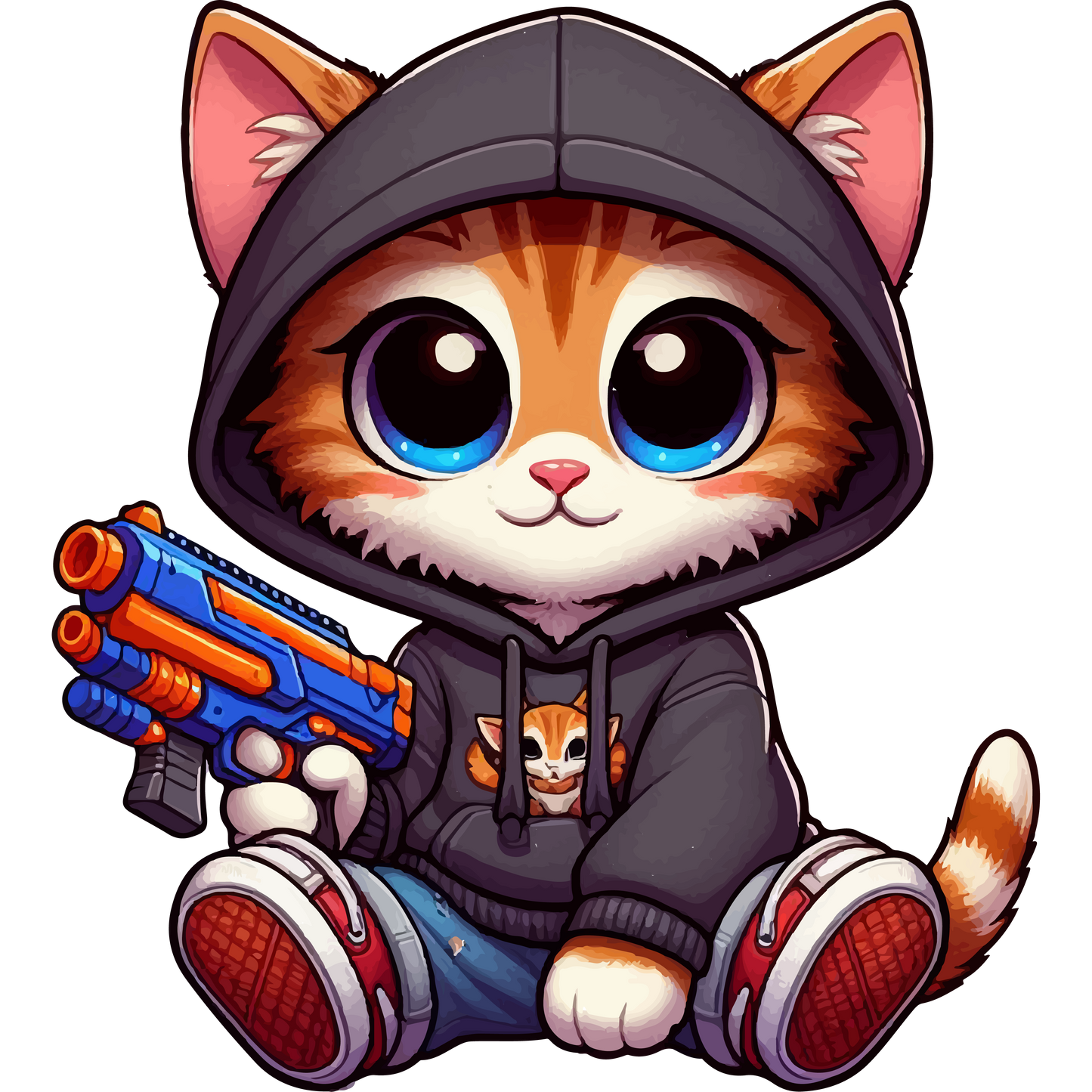 Orange Kitten with Foam Dart Blaster - Toddler Tee