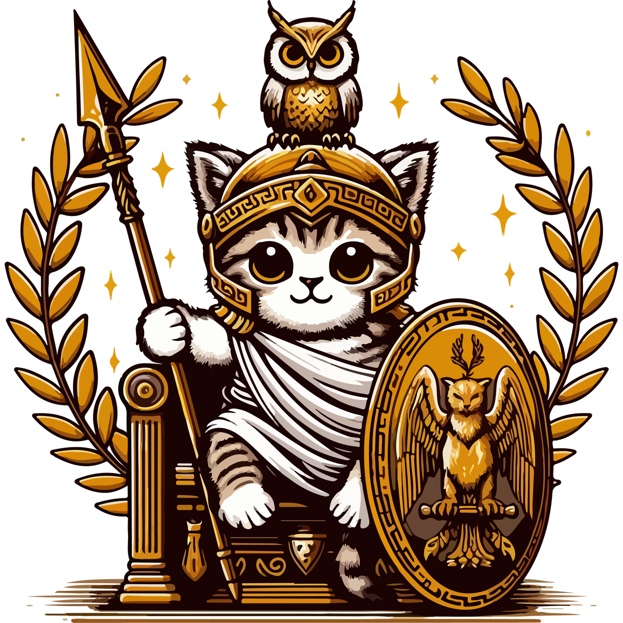 Roman Kitten with Owl - Youth Staple Tee