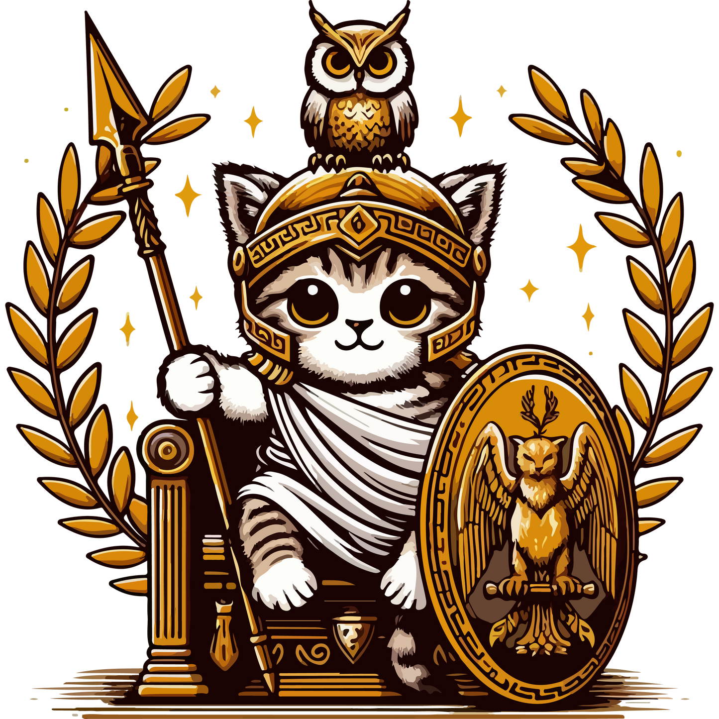 Roman Kitten with Owl - Lightweight Zip Hoodie