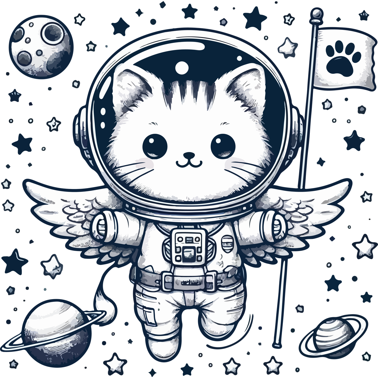 Space Kitten with Stars - Youth Sweatshirt
