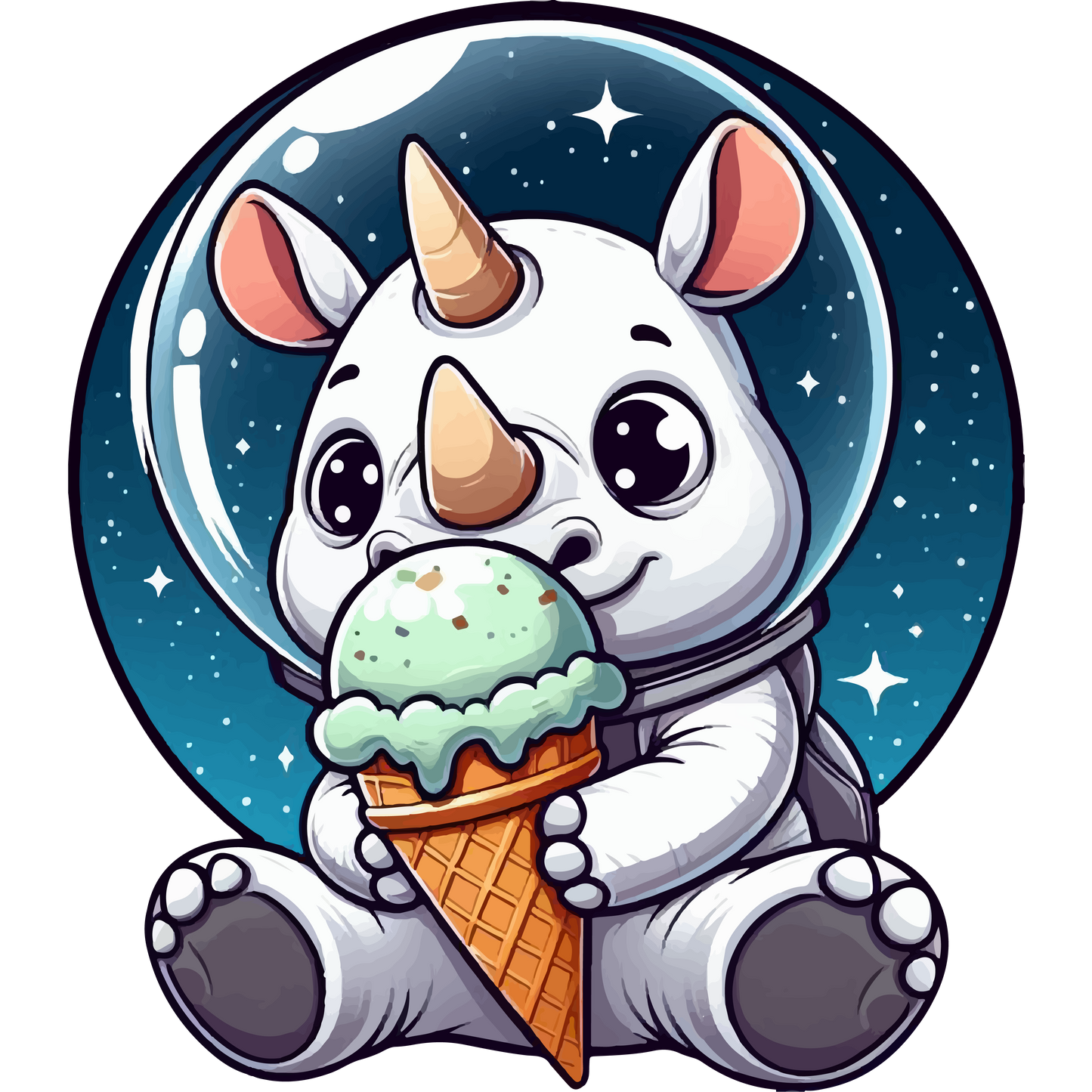 Space Rhino - Eating Ice Cream - Lightweight Zip Hoodie