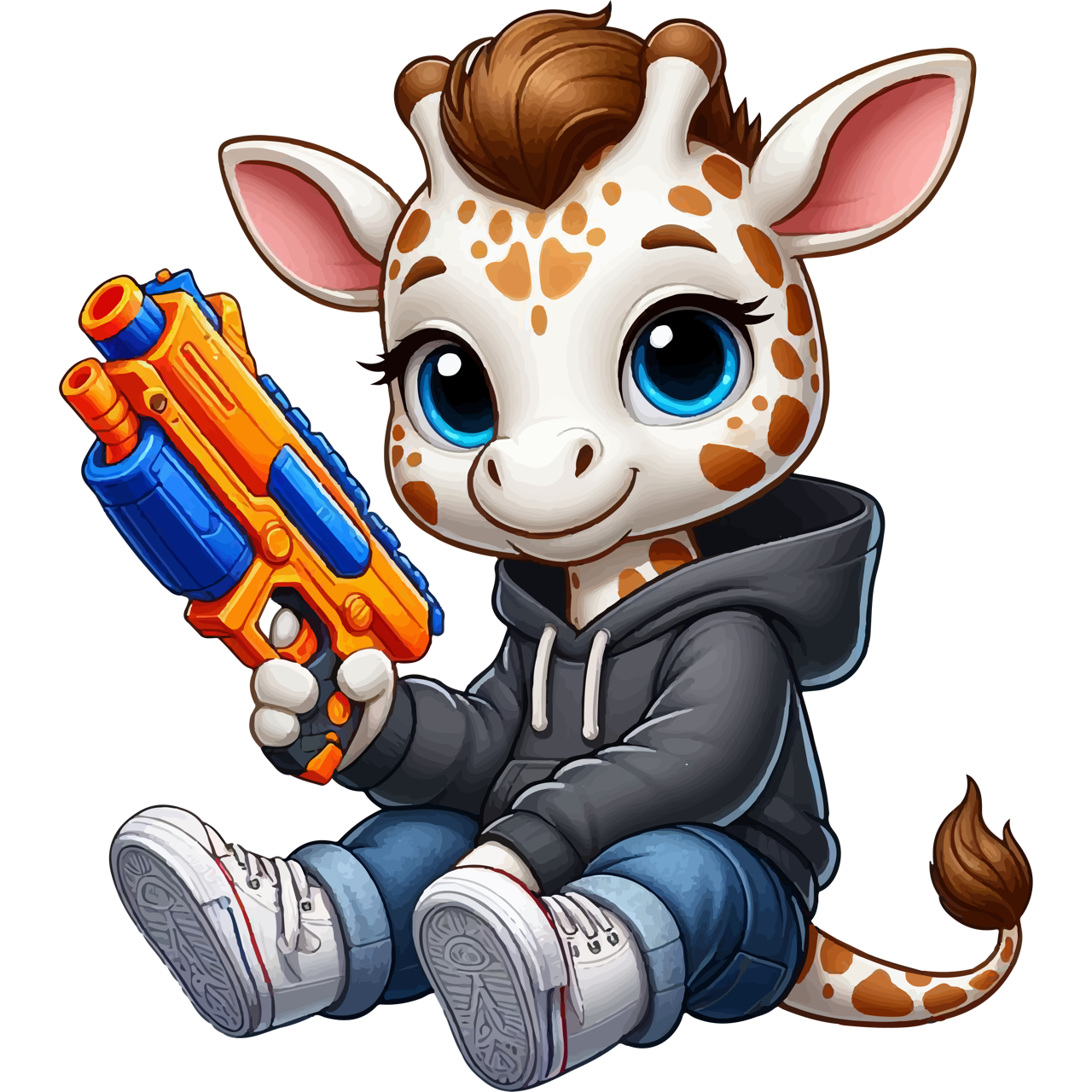 White Giraffe with Foam Dart Blaster - Youth Staple Tee