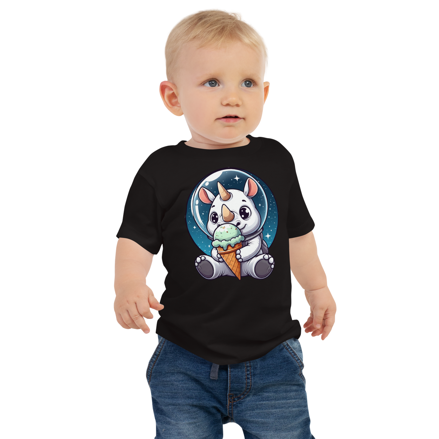 Space Rhino - Eating Ice Cream - Baby Tee