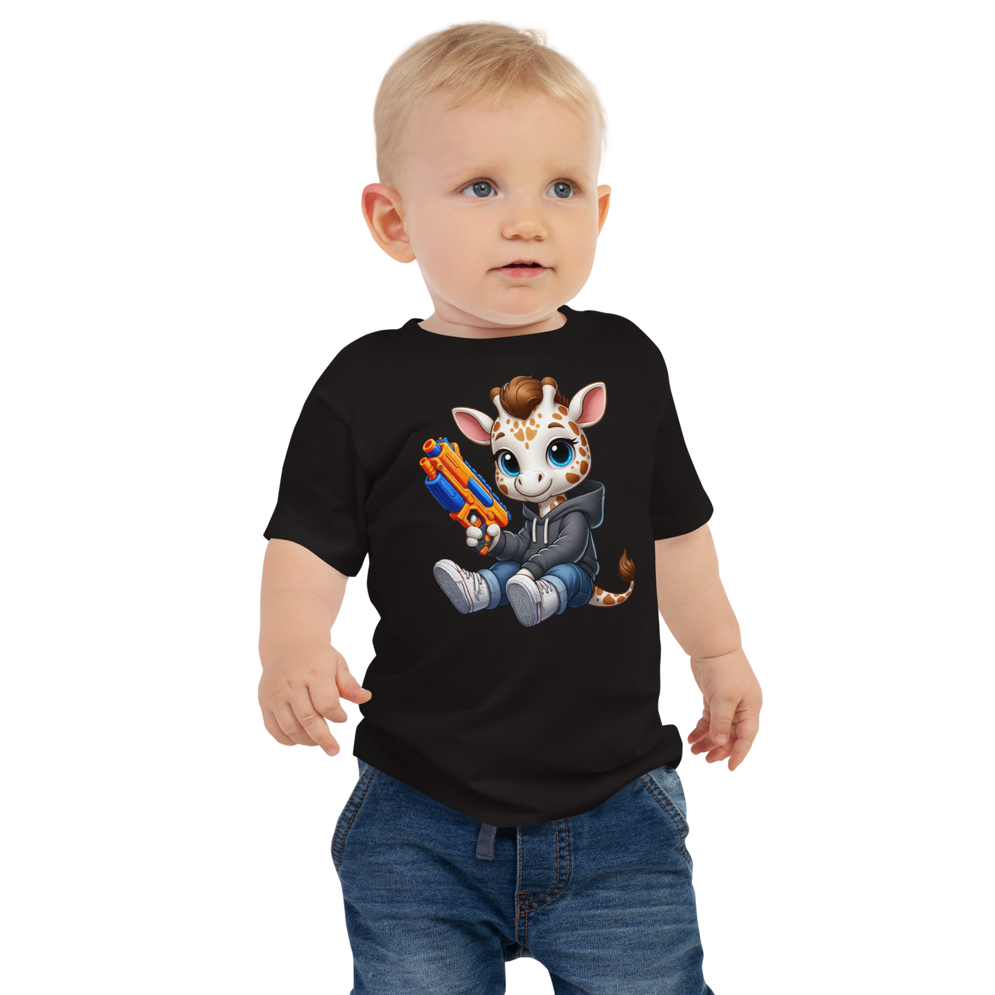 White Giraffe with Foam Dart Blaster - Baby Tee