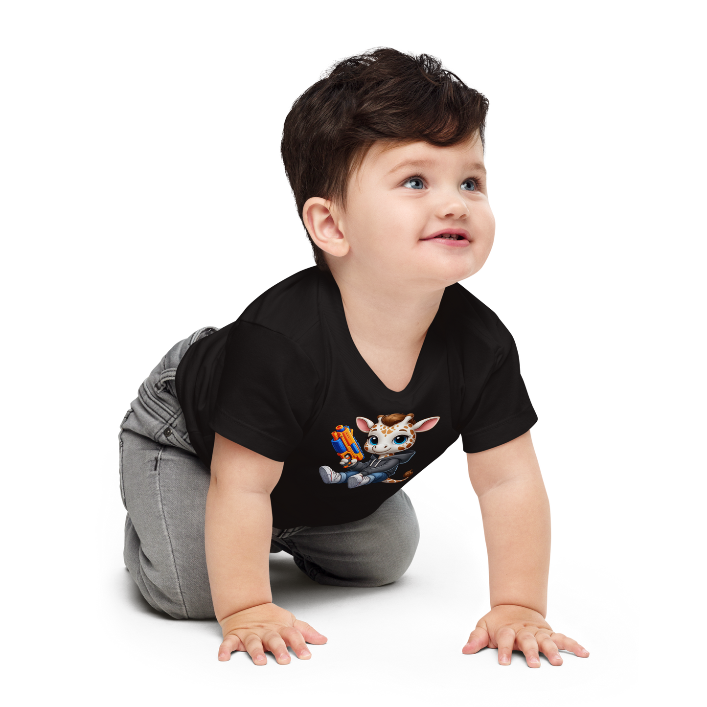 White Giraffe with Foam Dart Blaster - Baby Tee