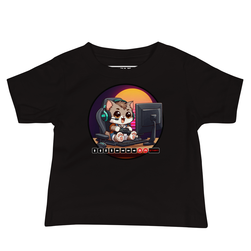Gamer Kitten - Green Headset - Baby Tee