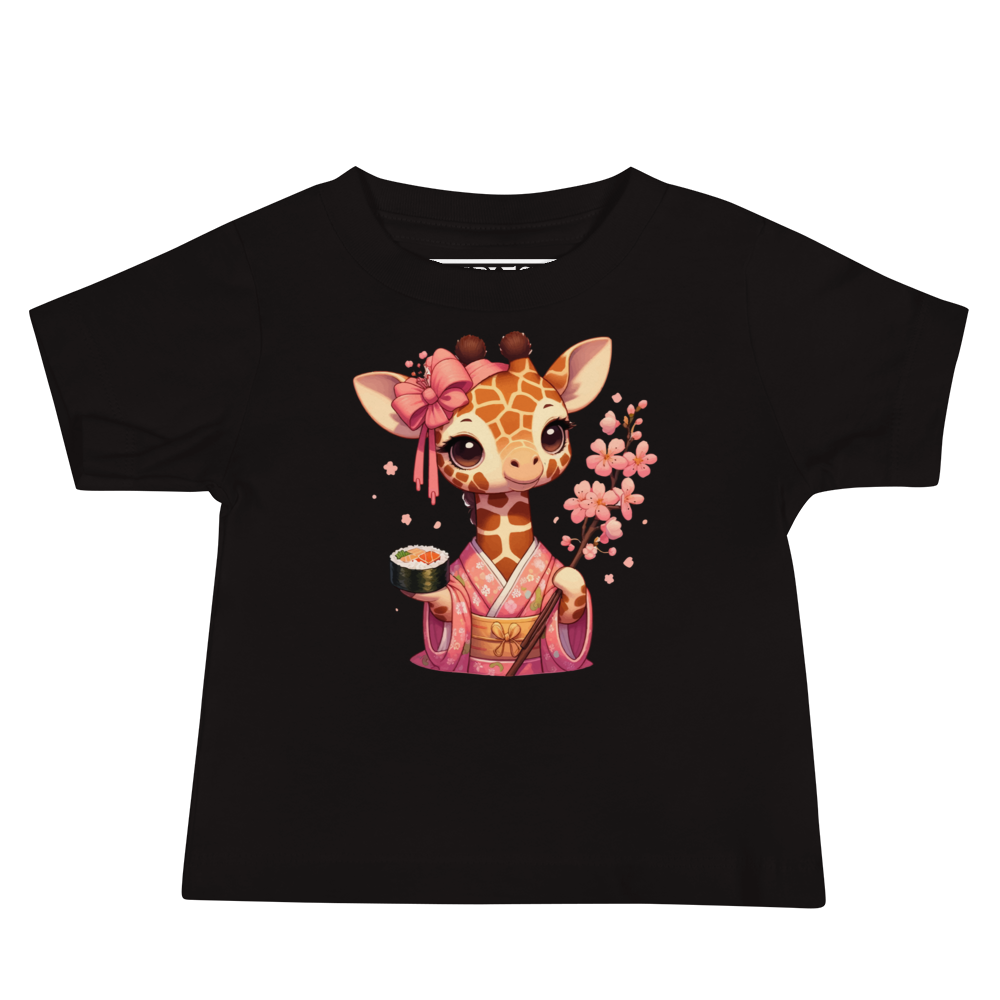 Geisha Giraffe - Holding Cherry Blossoms - Baby Tee