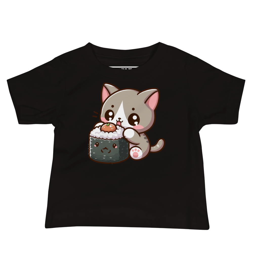 Grey Kitten - Eating Sushi - Baby Tee