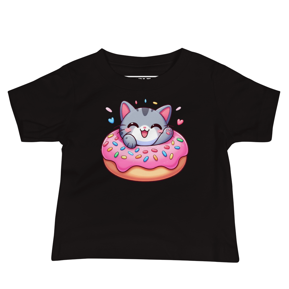 Grey Kitten - Laughing in a Donut - Baby Tee