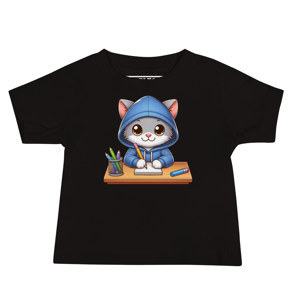 Grey Kitten Doing School - Baby Tee