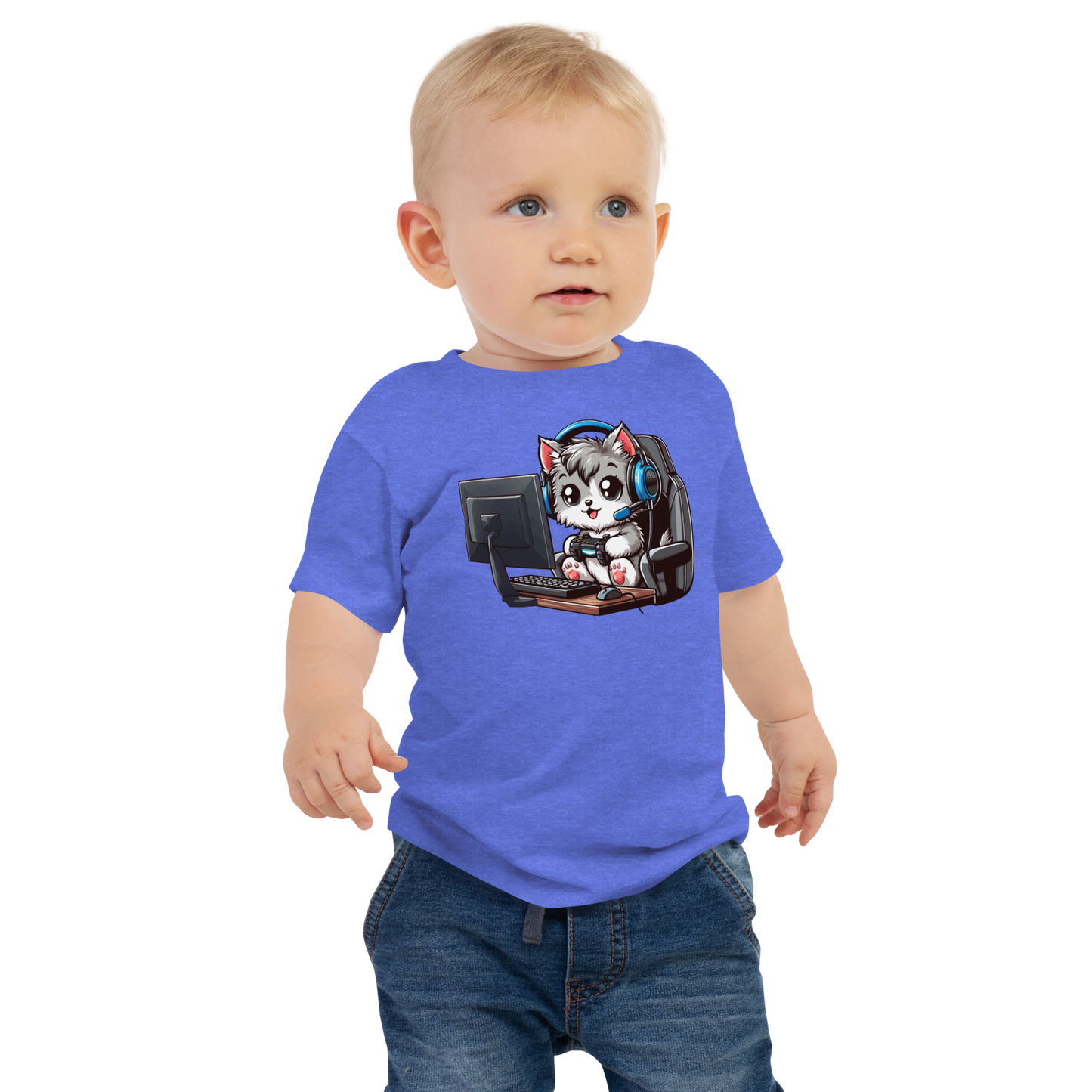 Gamer Kitten - Blue Headset - Baby Tee
