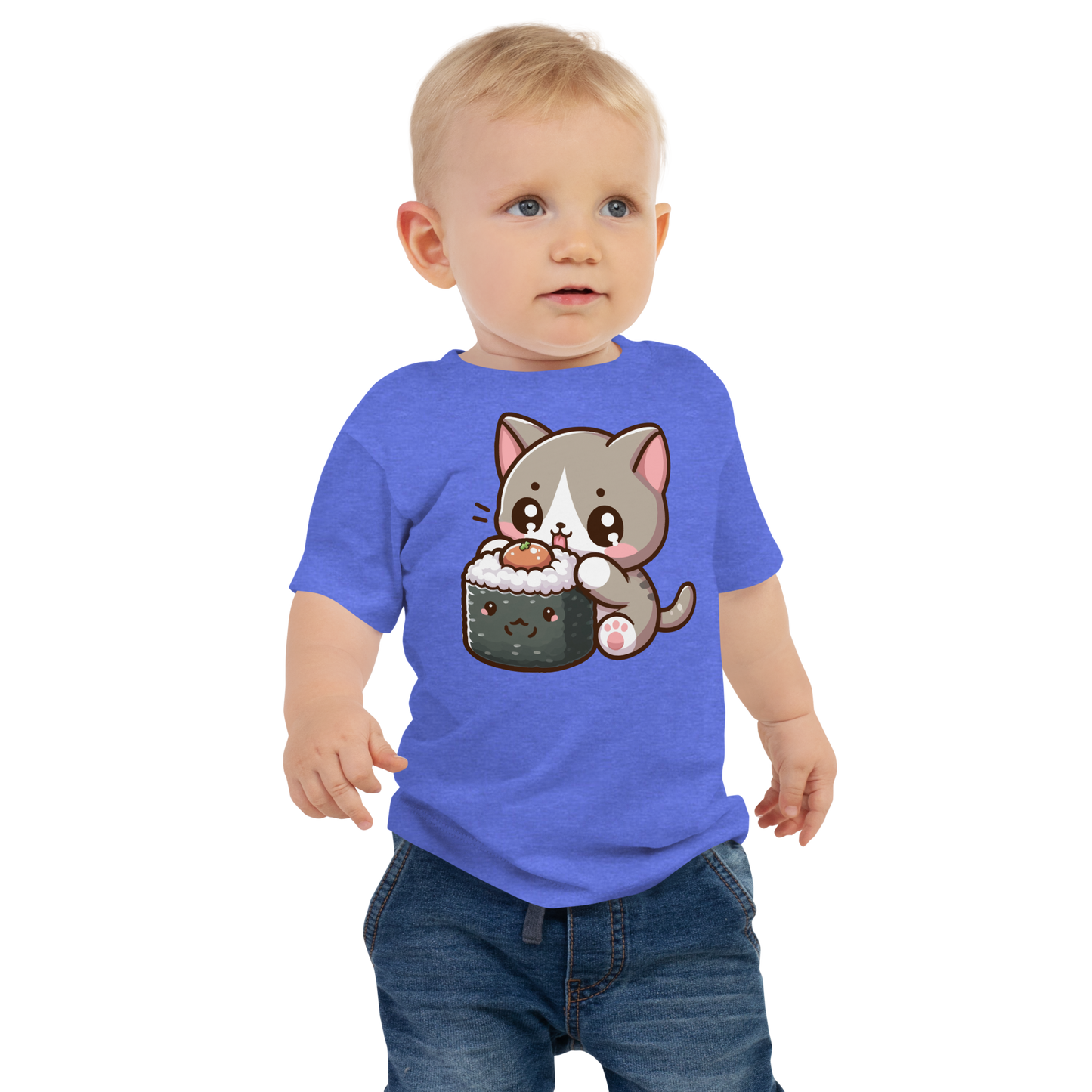 Grey Kitten - Eating Sushi - Baby Tee