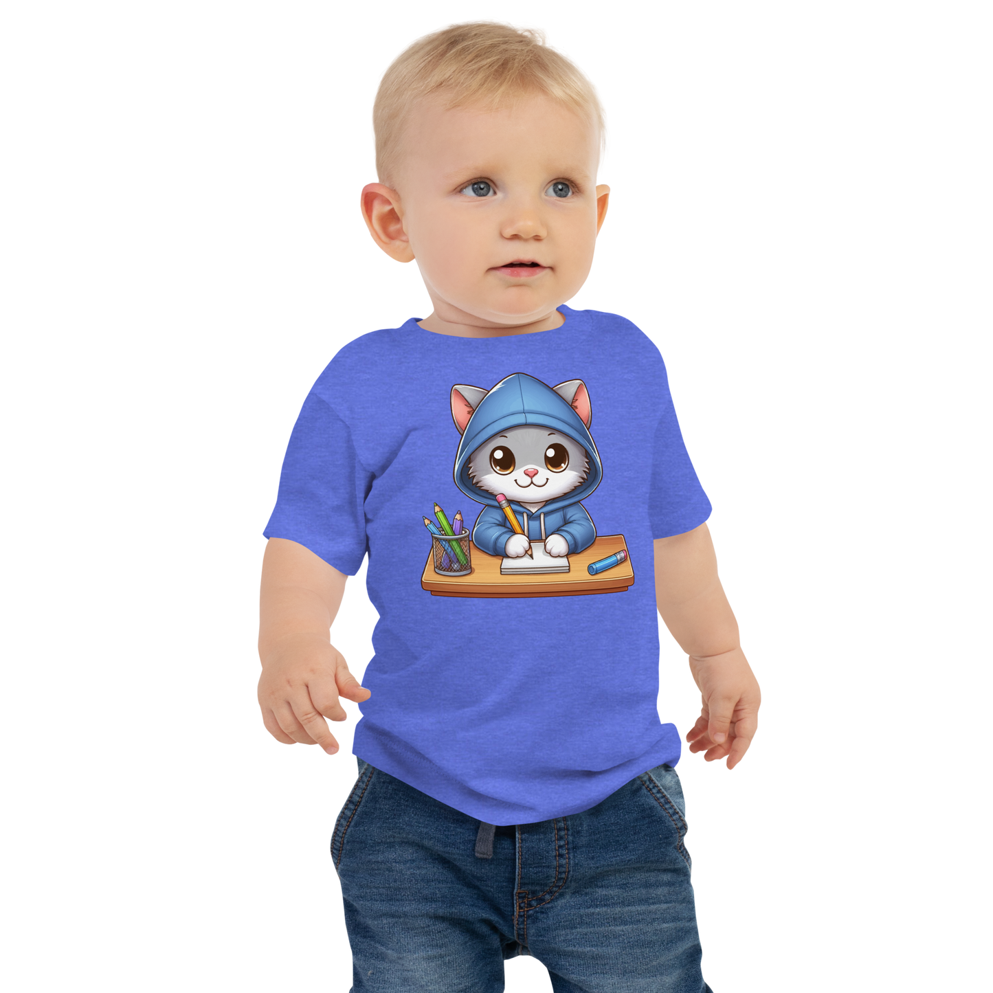 Grey Kitten Doing School - Baby Tee