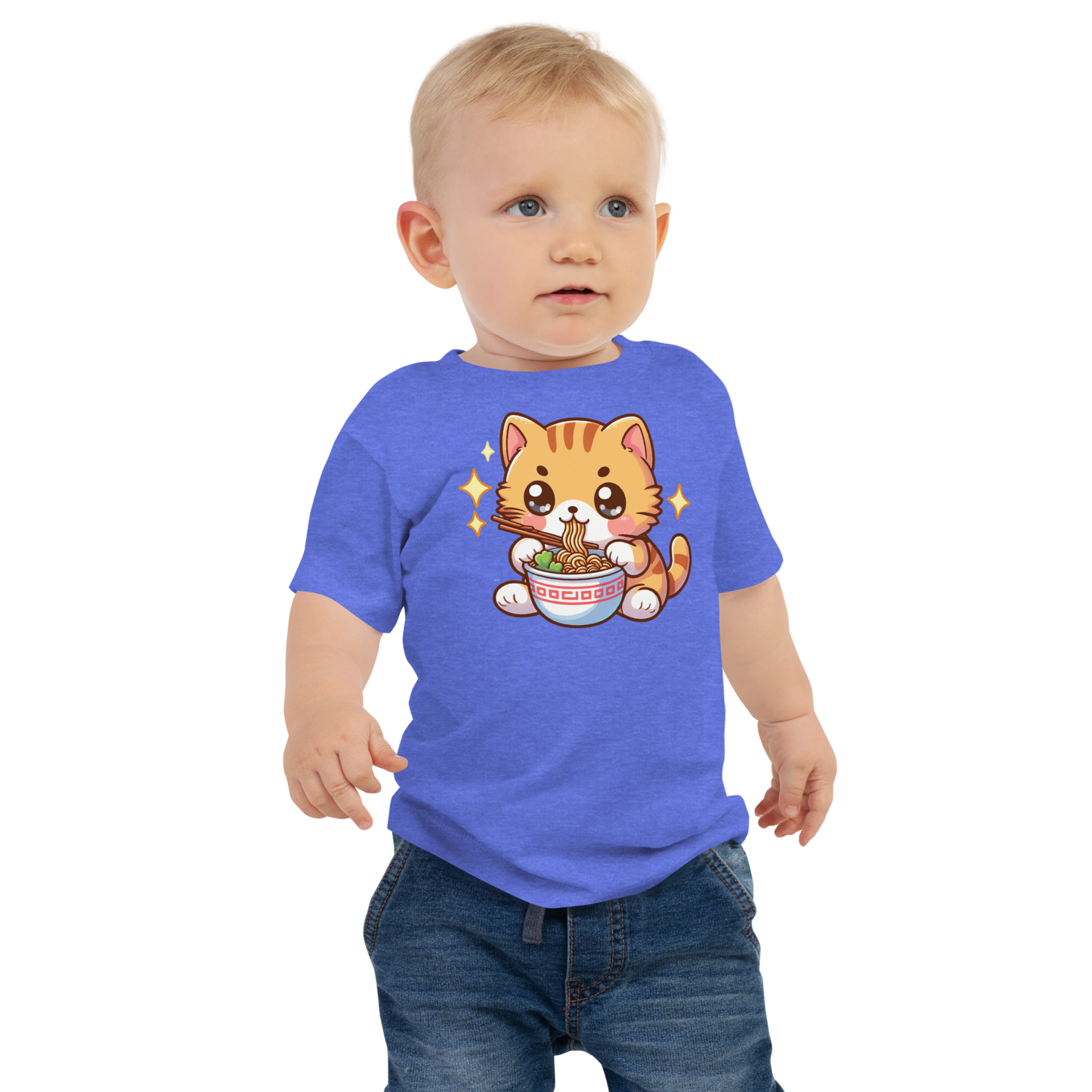 Orange Kitten - Eating Ramen - Baby Tee