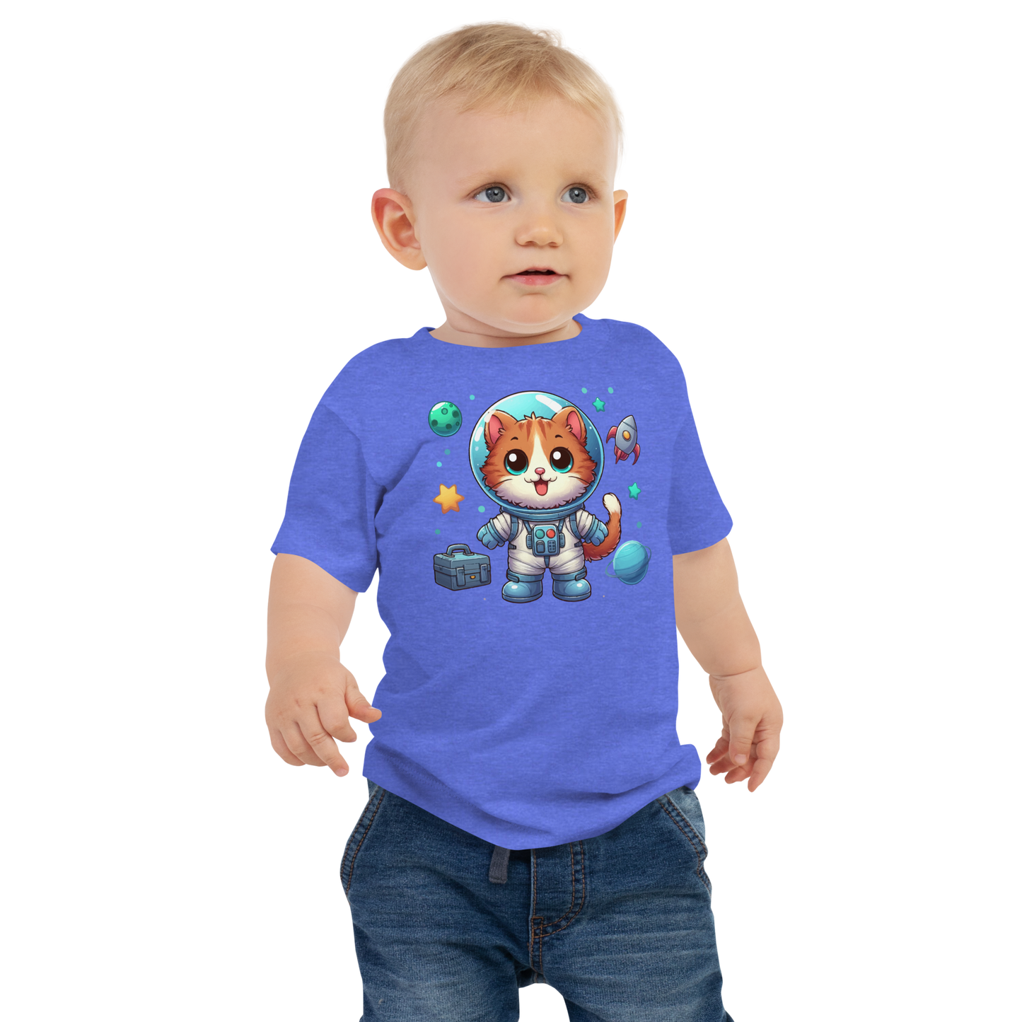 Space Kitten with Planets - Baby Tee