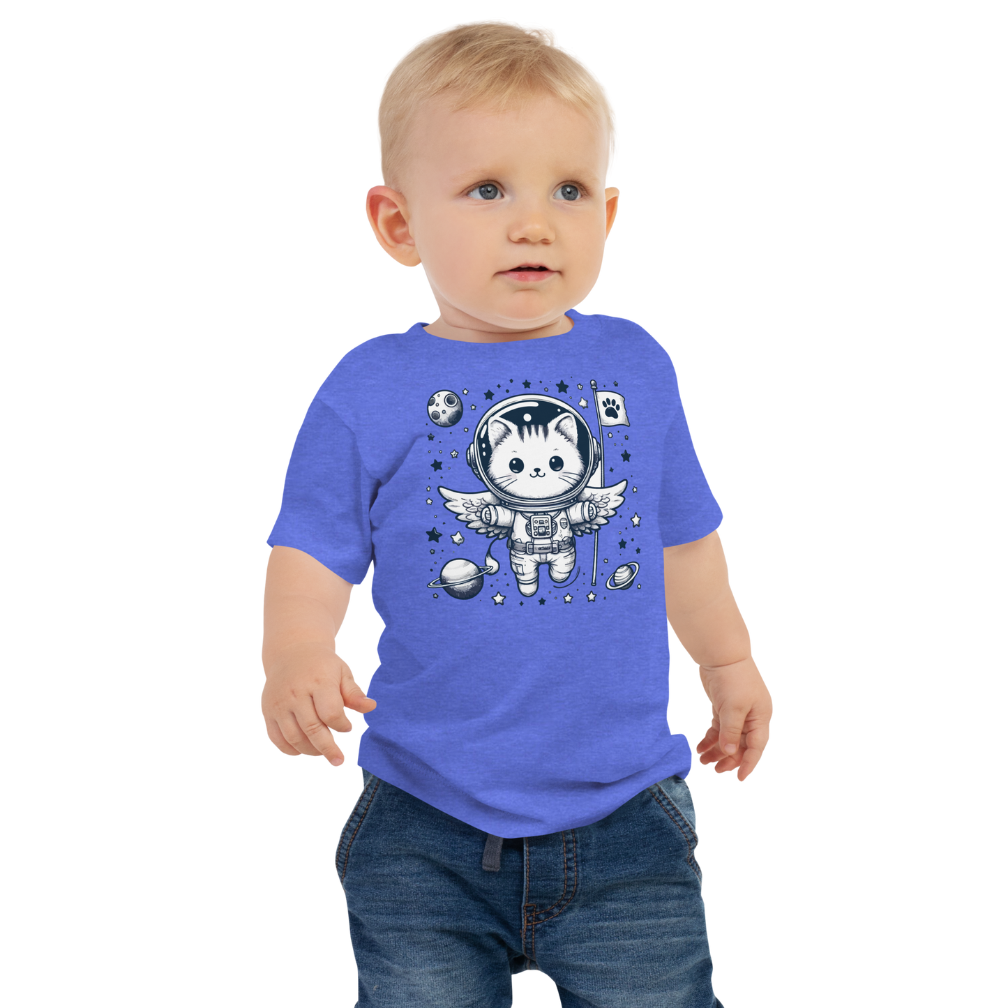 Space Kitten with Stars - Baby Tee