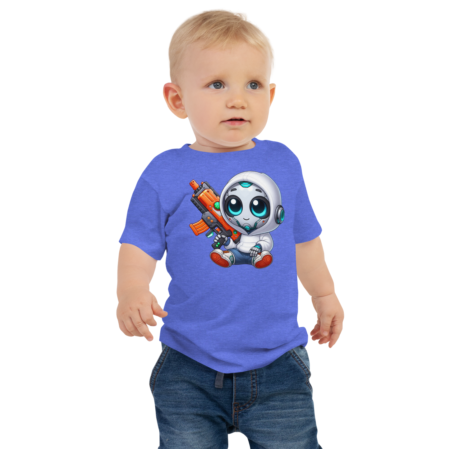 White Robot with Foam Dart Blaster - Baby Tee