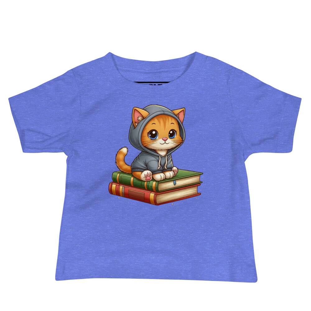 Orange Kitten - Sitting on Books - Baby Tee