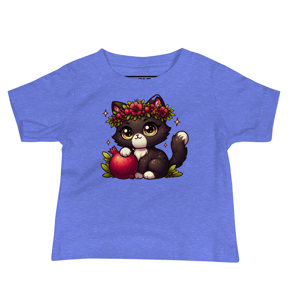 Black Kitten with Red Flowers - Baby Tee