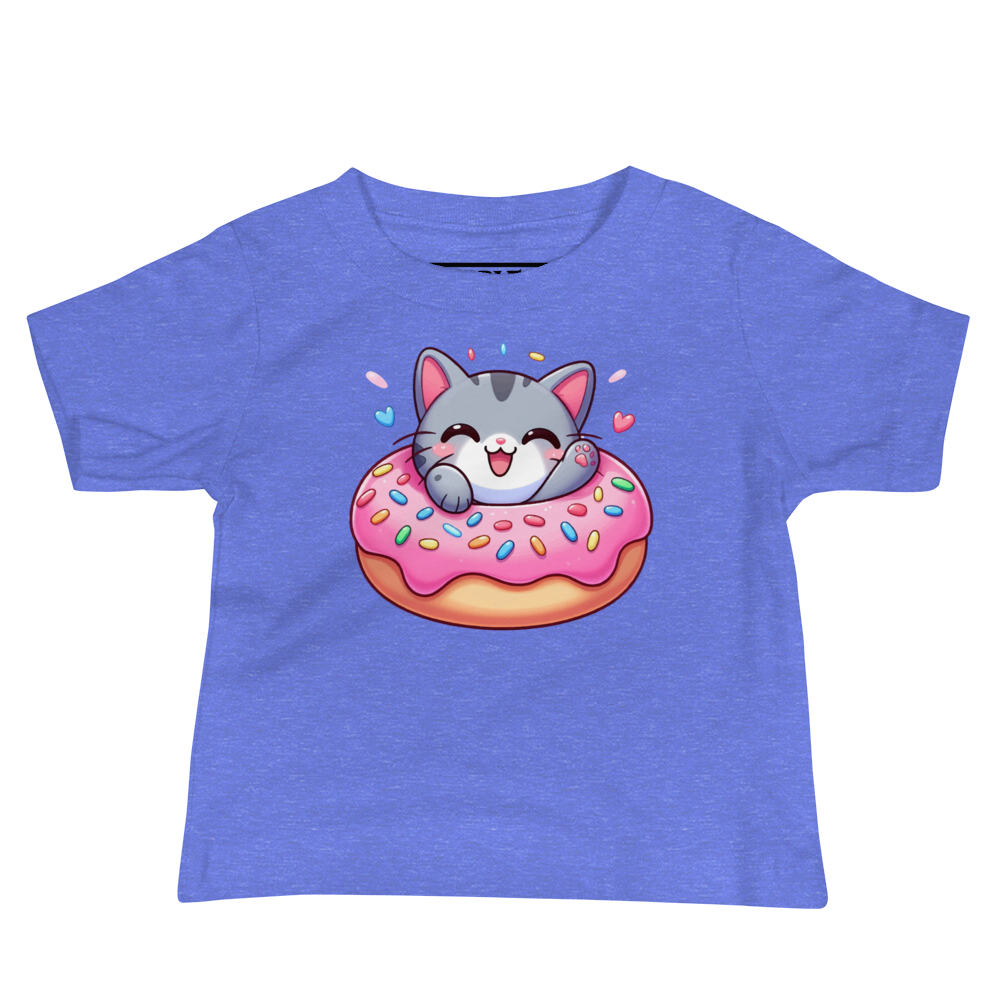 Grey Kitten - Laughing in a Donut - Baby Tee