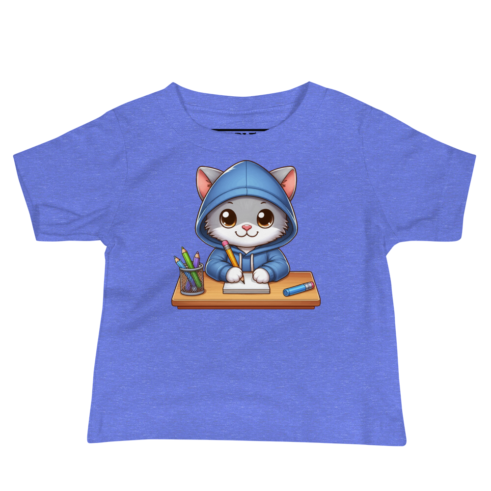 Grey Kitten Doing School - Baby Tee