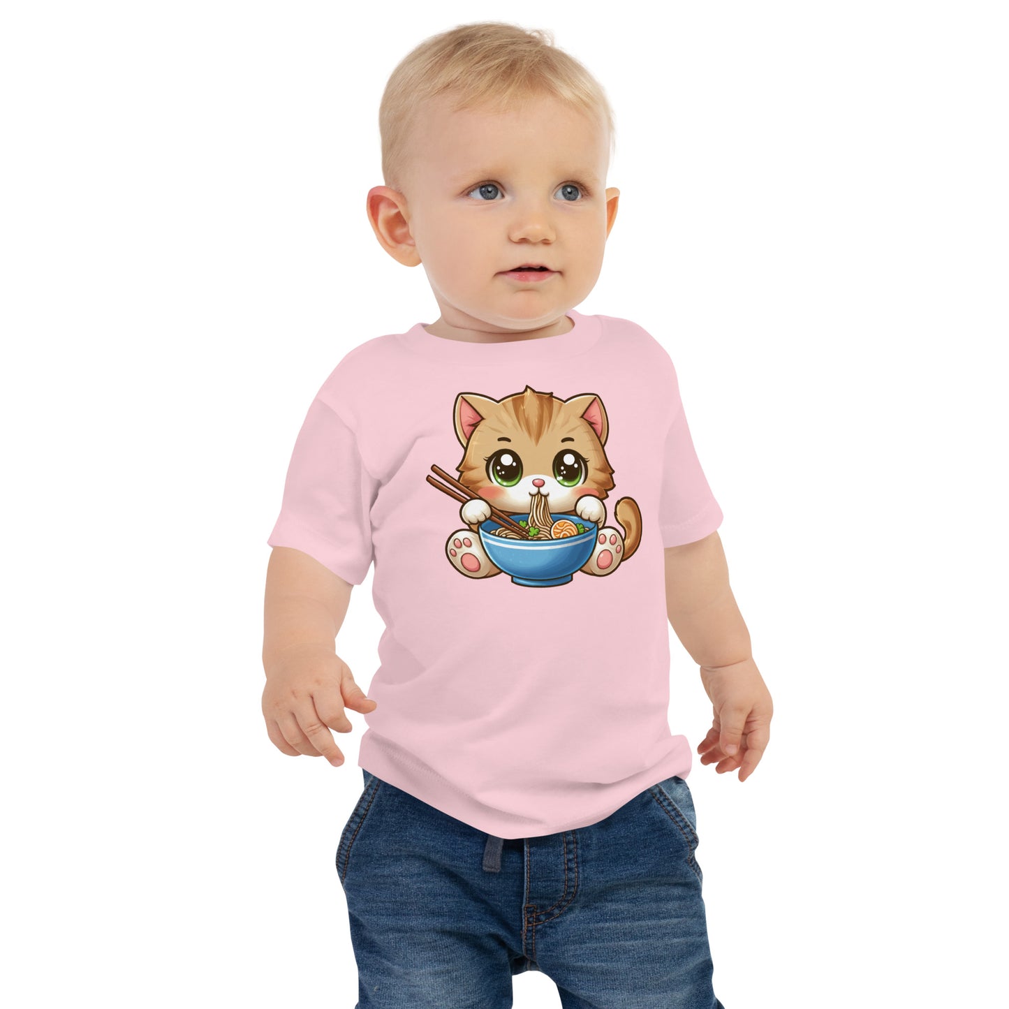 Brown Kitten - Eating Ramen - Baby Tee