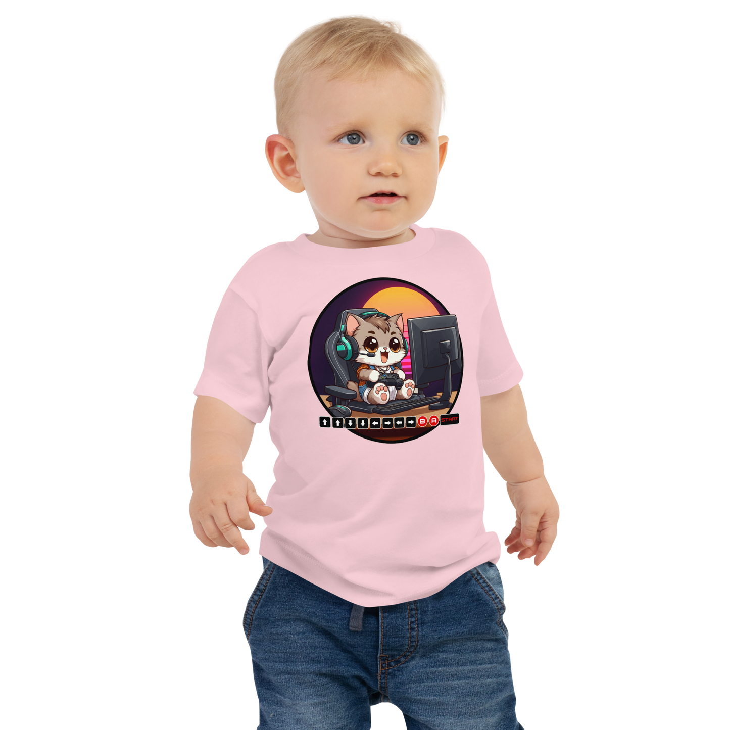 Gamer Kitten - Green Headset - Baby Tee