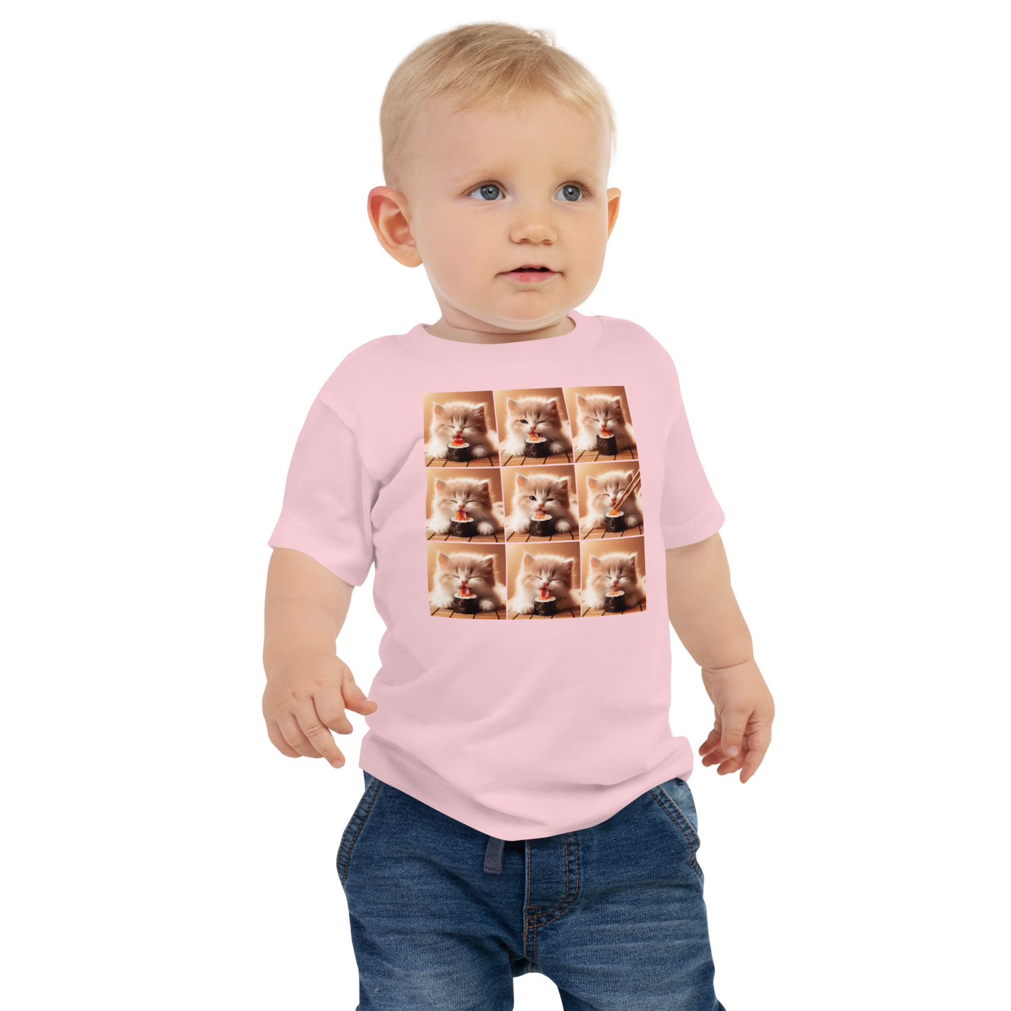 Kittens Eating Sushi Collage - Baby Tee