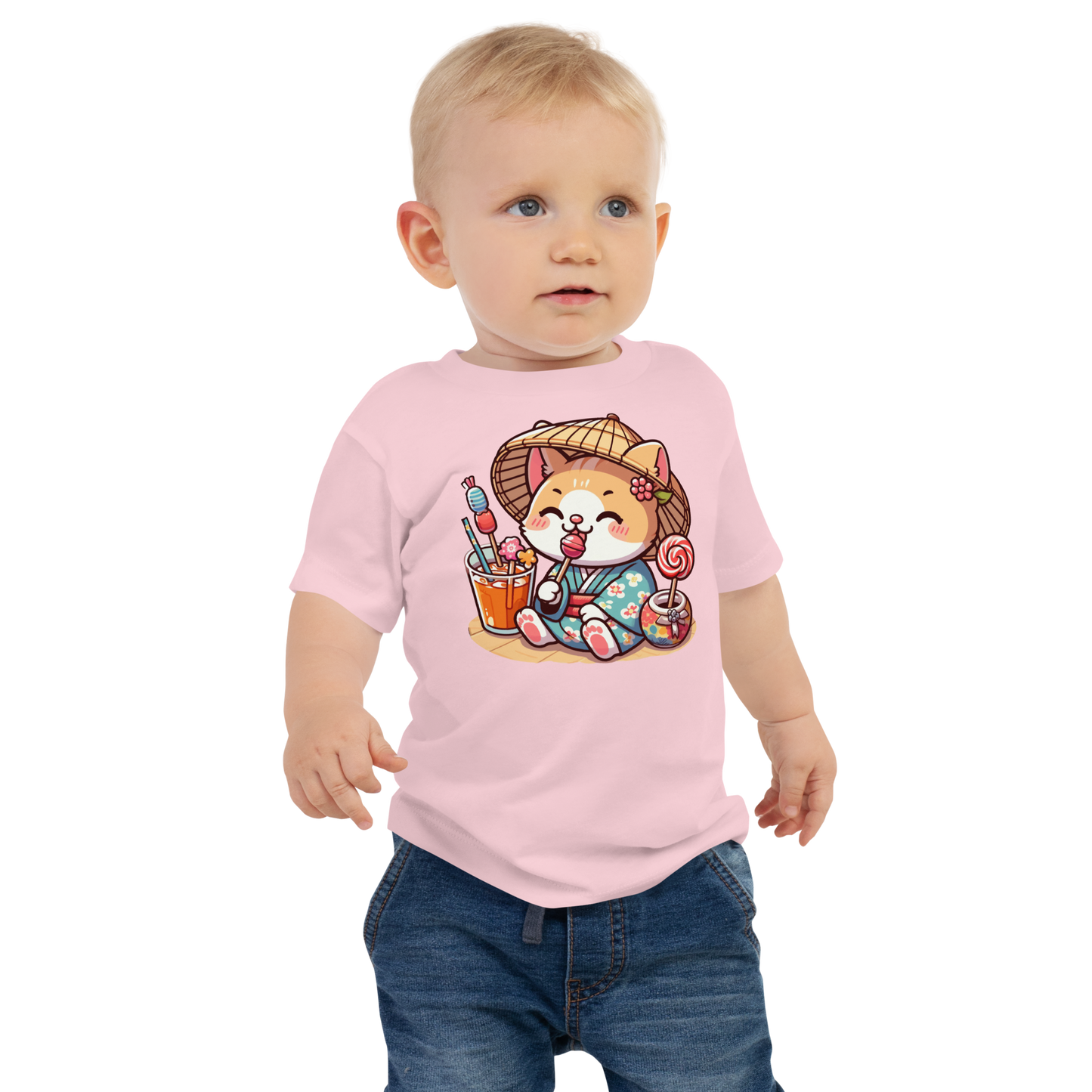 Orange Kitten in a Kimono - Baby Tee