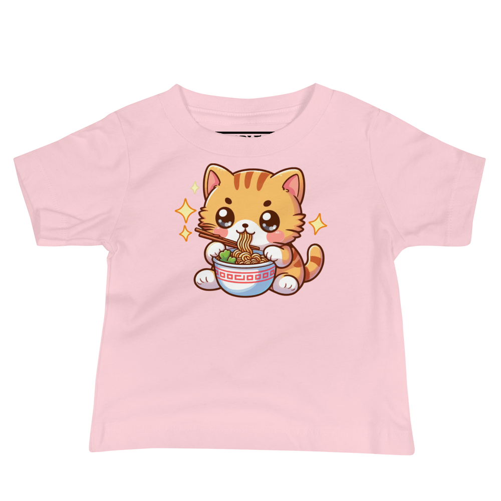Orange Kitten - Eating Ramen - Baby Tee