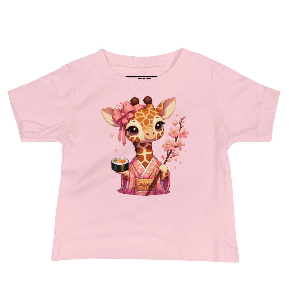 Geisha Giraffe - Holding Cherry Blossoms - Baby Tee