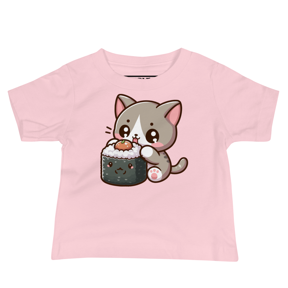 Grey Kitten - Eating Sushi - Baby Tee