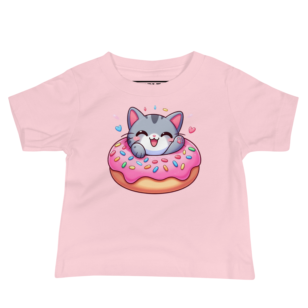 Grey Kitten - Laughing in a Donut - Baby Tee