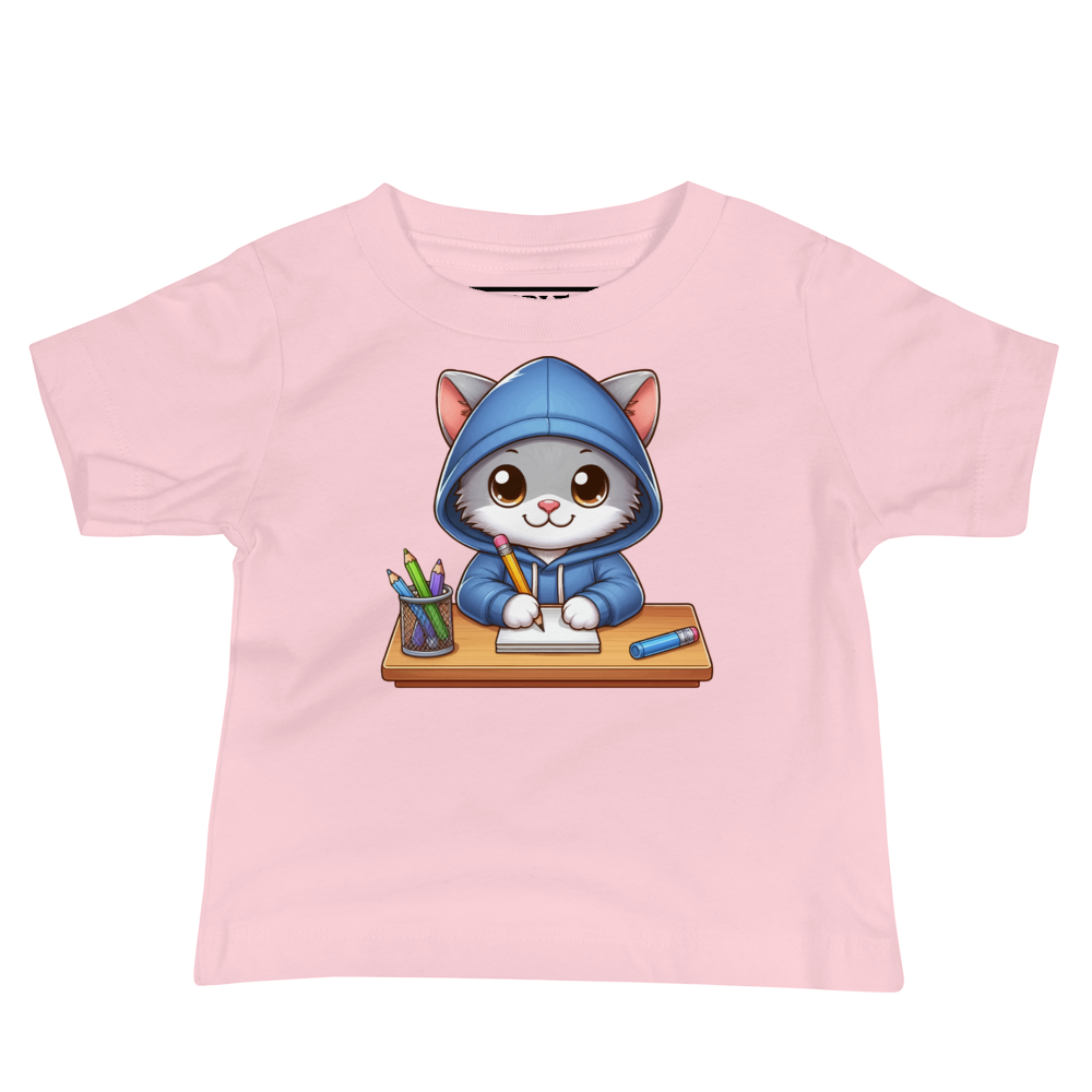 Grey Kitten Doing School - Baby Tee