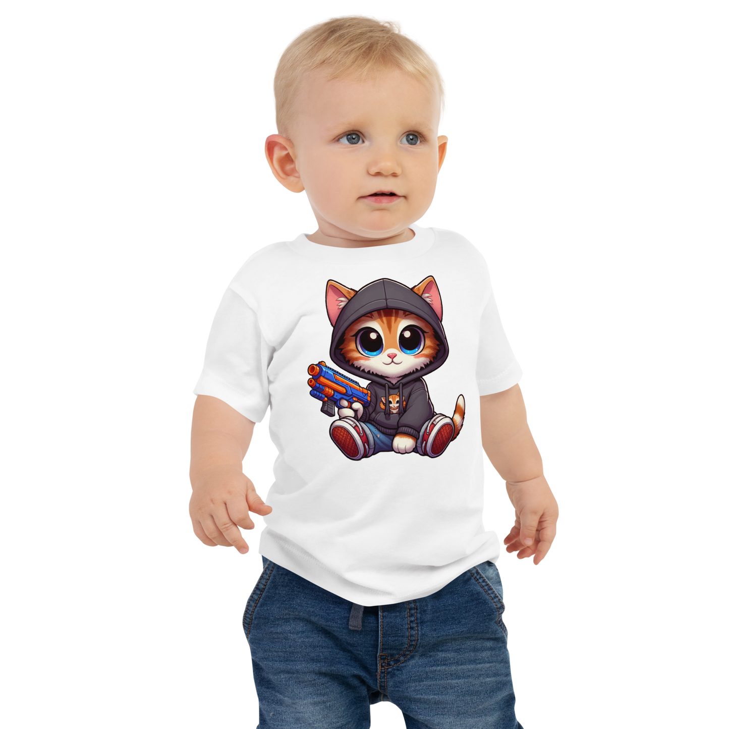 Orange Kitten with Foam Dart Blaster - Baby Tee