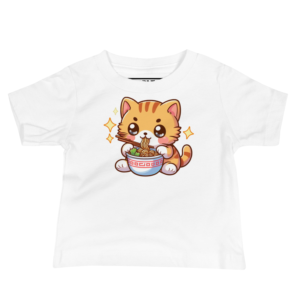 Orange Kitten - Eating Ramen - Baby Tee