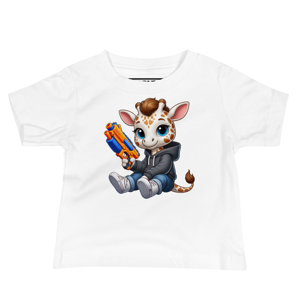 White Giraffe with Foam Dart Blaster - Baby Tee