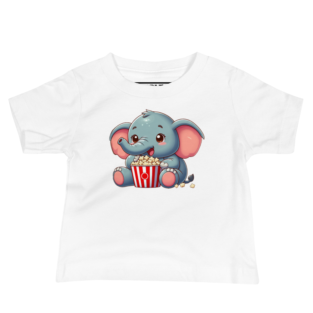 Baby Elephant - Eating Popcorn - Baby Tee